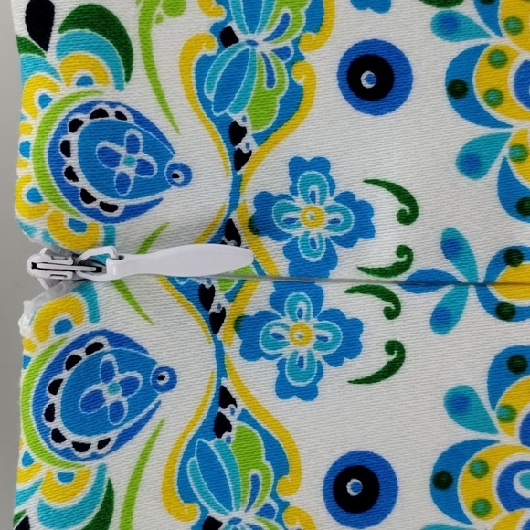 London Times Cecilia shift dress turquoise yellow tile print size 10 sleeveless - Picture 6 of 7